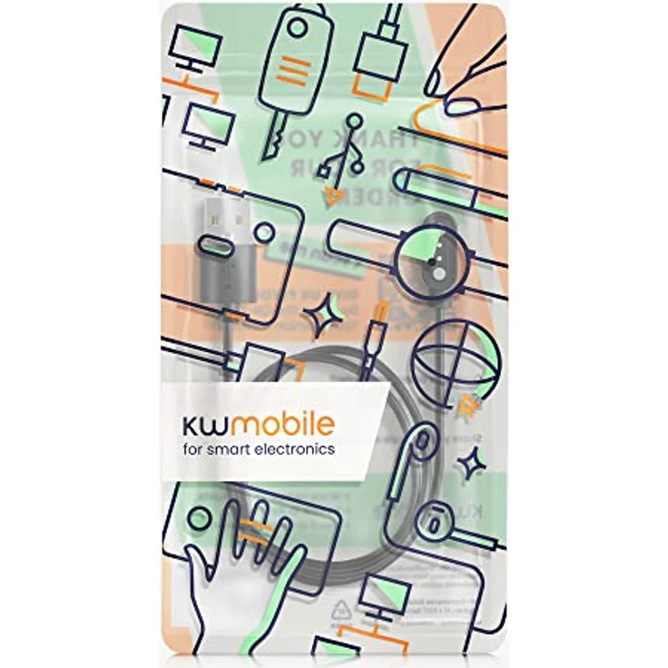 kwmobile USB Kabel Charger für Blackview R30 Pro / R8 / R3 / R3 Pro / X2 / X1 / Letsfit / Fitpolo, 100 cm lang, schnelles Ladekabel in Schwarz – Bild 7