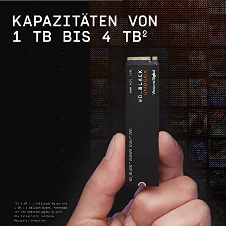 WD_BLACK SN850X NVMe SSD 1 TB interne SSD (Gaming Speicher, PCIe Gen4-Technologie, Lesen 7.300 MB/s, Schreiben 6.300 MB/s) Schwarz – Bild 5