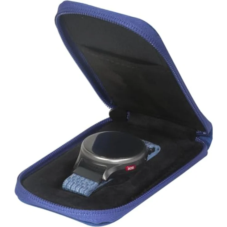 Anio Smartwatch Mäppchen, Schutztasche für Kinder-Smartwatches mit Reißverschluss, blau, Innenfach für Notfallzettel – Bild 3