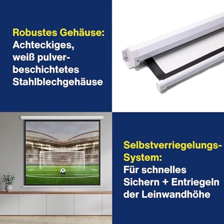 magnetoplan manuelle Rollo-Leinwand, 2500 x 2000 mm für Beamer – Bild 2