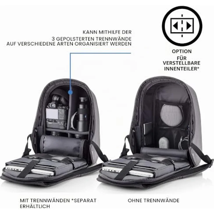 XD Design Bobby Hero XL, 17" Laptop Backpack in Grau, XL Notebook-Rucksack – Bild 5