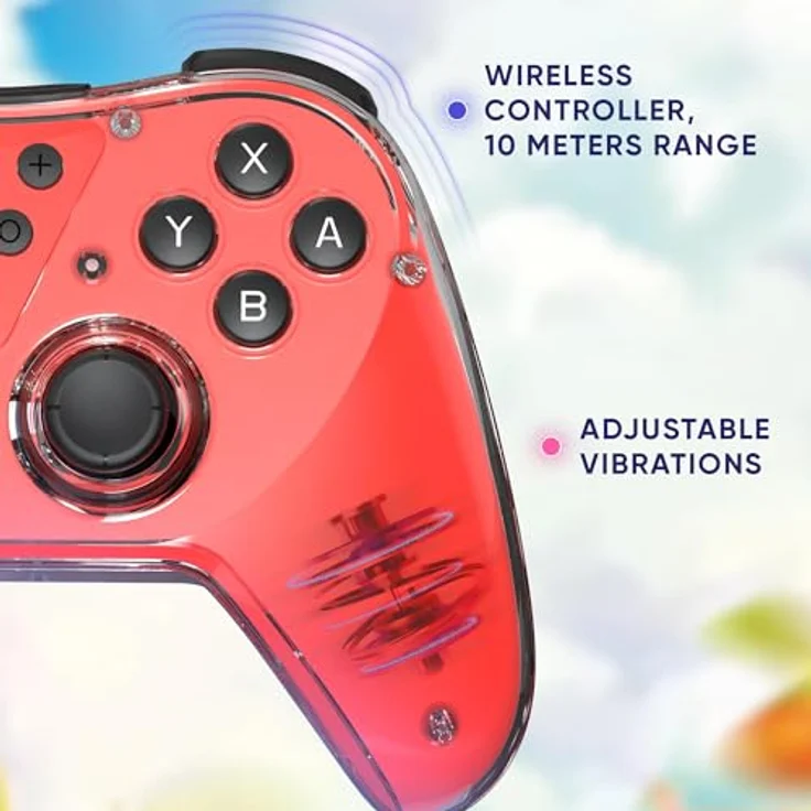 Oniverse Oniverse Pack 2 in 1 Switch-Controller + Spiel Marsupilami, kabelloser Controller mit Turbo-Modus, einstellbaren Vibrationen und 6-Achsen-Gyroskop, Astralite (Mira Red/Rot) – Bild 4