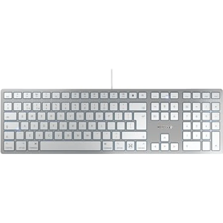 CHERRY TAS KC 6000 C FOR MAC Corded GB-Layout silver/white (Eng. Int., Kabelgebunden), Tastatur, Silber – Bild 1