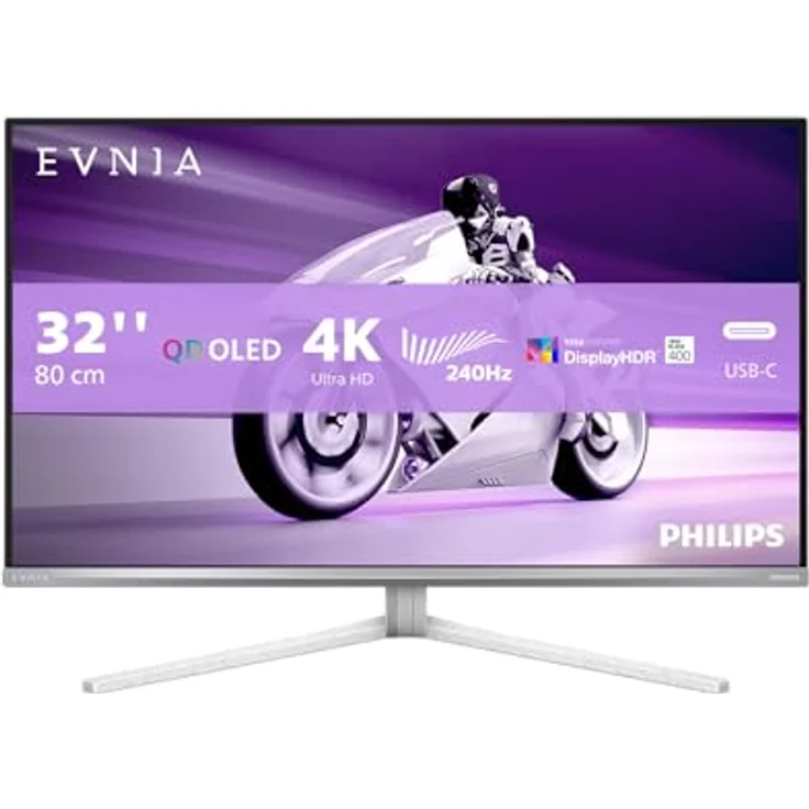Philips Evnia 32 Zoll UHD OLED Gaming Monitor, 240 Hz, HDR400, FreeSync Prem. Pro, G-Sync comp. (Weiss) – Bild 2