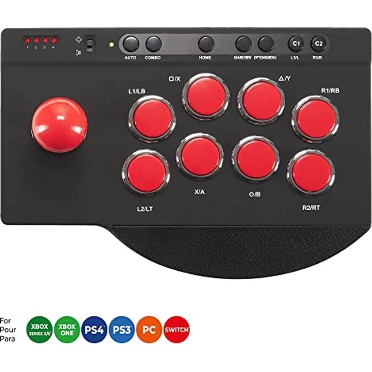 Subsonic Arcade-Joystick, Gaming Controller mit 8 Aktionsknöpfen und 3 m Kabel, Schwarz, Rot – Bild 5