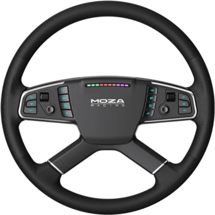 MOZA RACING Truck Driving Simulator Bundle, Gaming-Zubehör mit R5 Direct-Drive-Basis, 400 mm Trucklenkrad, programmierbaren Tasten und SR-P Lite Pedalen, Schwarz – Bild 3