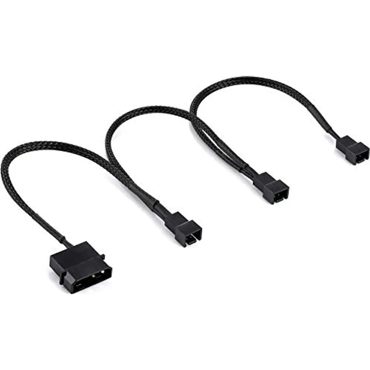 Poppstar Lüfter Verteilerkabel 5V (20-20-20cm Molex Stecker (m) auf 3x 2-Pin Stecker (m), zum Anschluss von Prozessor- und Gehäuselüftern an ein Netzteil