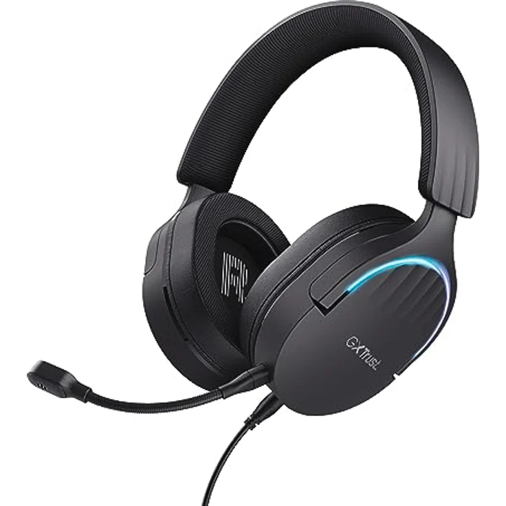 Trust Gaming GXT 490 Fayzo 7.1 Gaming Headset USB, 85% Recyclingkunststoff, Surround Sound, 50mm Treiber, 2m Kabel, Mikrofon mit Geräuschunterdrückung, RGB Over-Ear Kopfhörer für PC - Schwarz – Bild 1