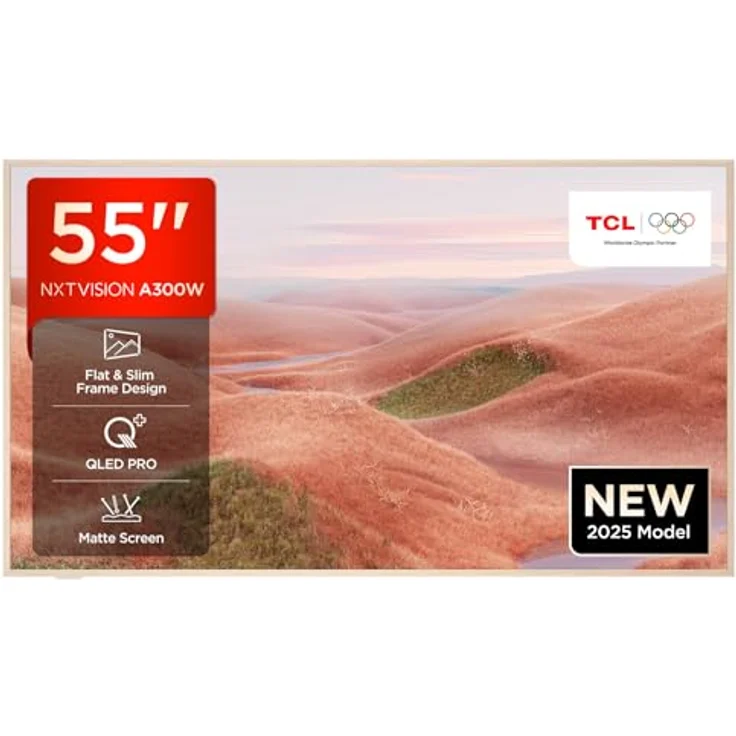 TCL NXTVISION A300W 55 Zoll QLED PRO 4K Ultra HD TV, Dolby Vision IQ & Atmos, 144Hz Motion Clarity Pro, Smart TV mit Google TV – Bild 1