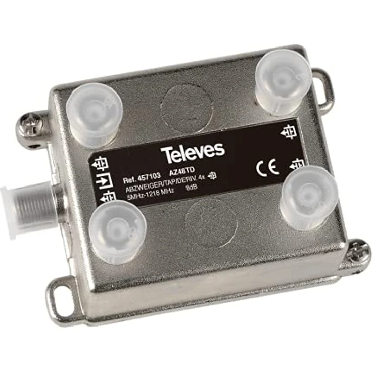Televes 4-fach End-Abzweiger 5-1218 MHz 8dB AZ48TD, Signalverstärker für CATV mit hervorragender Abschirmung – Bild 1