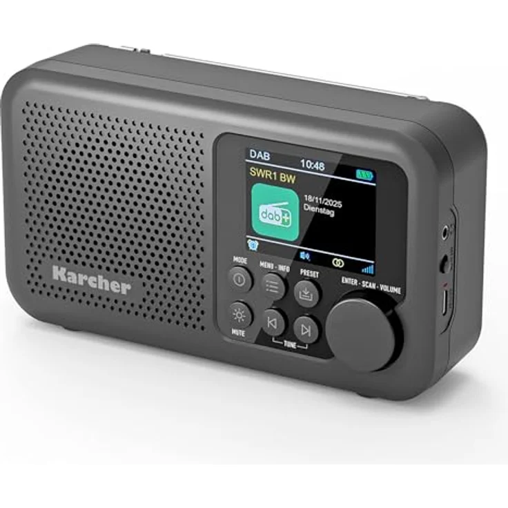 Karcher DAB 2415, tragbares DAB+ Radio mit Akku (2200 mAh), Bluetooth Lautsprecher, 2,4" dimmbares Farbdisplay, Dual-Alarm Wecker, Kopfhöreranschluss – Bild 3