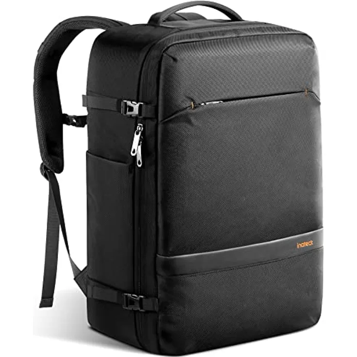 Inateck 42L Supergroßer Handgepäck Reiserucksack für 15,6 Zoll Laptop Notebooks, Flug Genehmigt Kabinenrucksack - Schwarz
