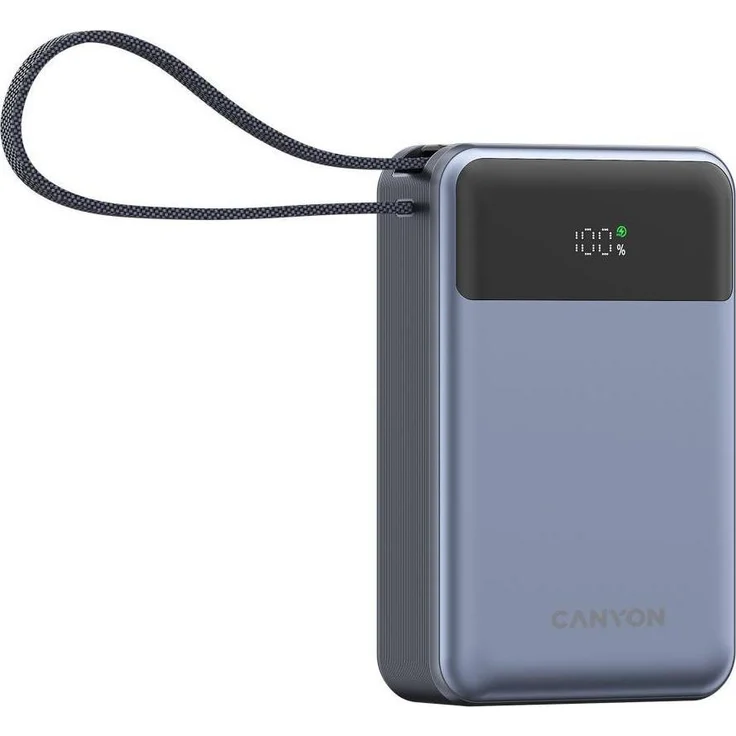 Canyon OnPower 600, Powerbank 20.000 mAh mit USB-C PD 65W und integrierten Display, Grau