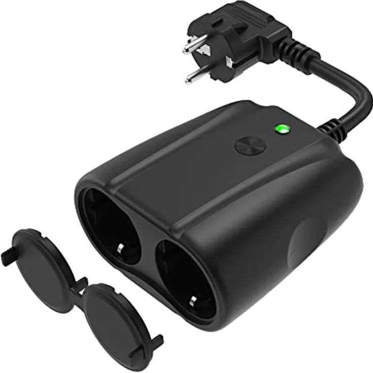 LUPUS ELECTRONICS 2 Kanal Gartensteckdose, witterungsbeständige Outdoorsteckdose in Schwarz für Smart Home Integration