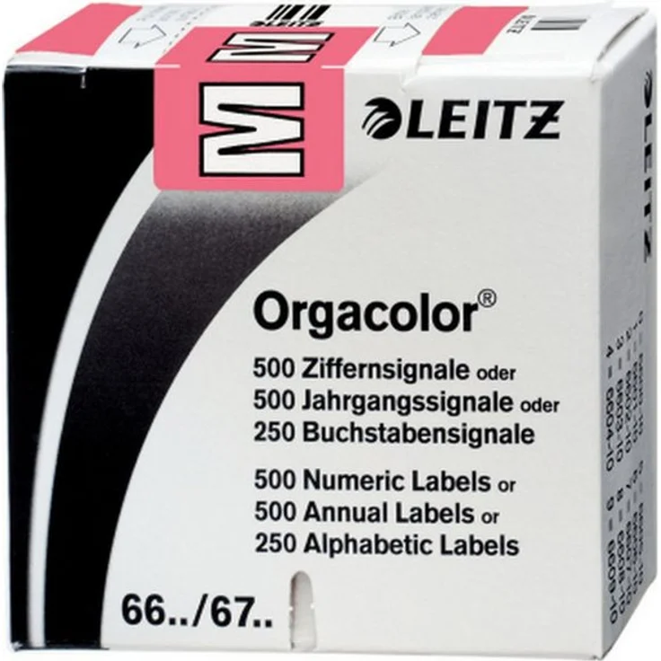 LEITZ Aktenordner LEITZ Buchstabensignal Orgacolor "M", auf Rolle, rosa – Bild 1