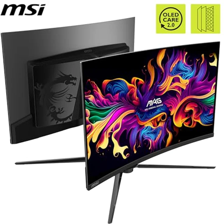 MSI MAG 321CUPDE QD-OLED, 32 Zoll UHD Curved Gaming Monitor mit 165Hz, 0,03ms Reaktionszeit, 99% DCI-P3, DisplayHDR True Black 400, DP 1.4a, HDMI 2.1, USB Type-C – Bild 3
