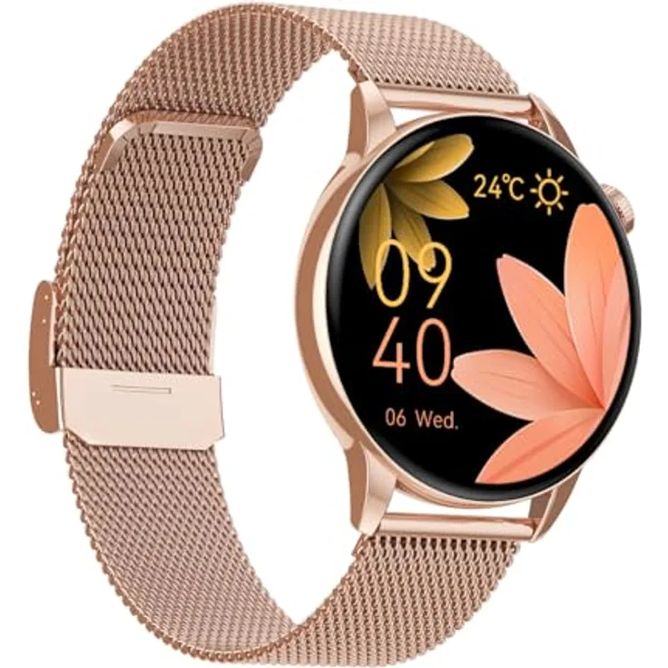 Maxcom Passend für FW58 Vanad Pro Gold (46 mm, Metall, One Size), Sportuhr + Smartwatch in Pink