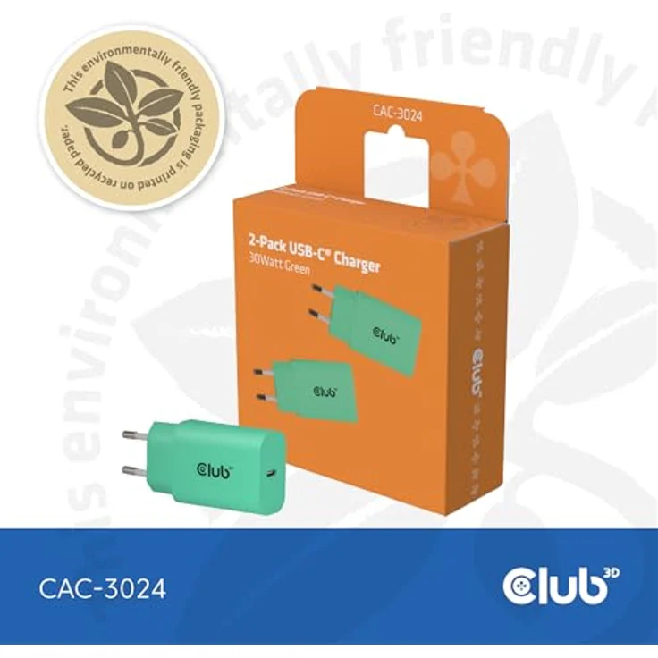 Club 3D Club3D Lifestyle Ladegerät, USB-C 30W, 2er Pack, Grün, Schnellladung fürs Handy – Bild 5