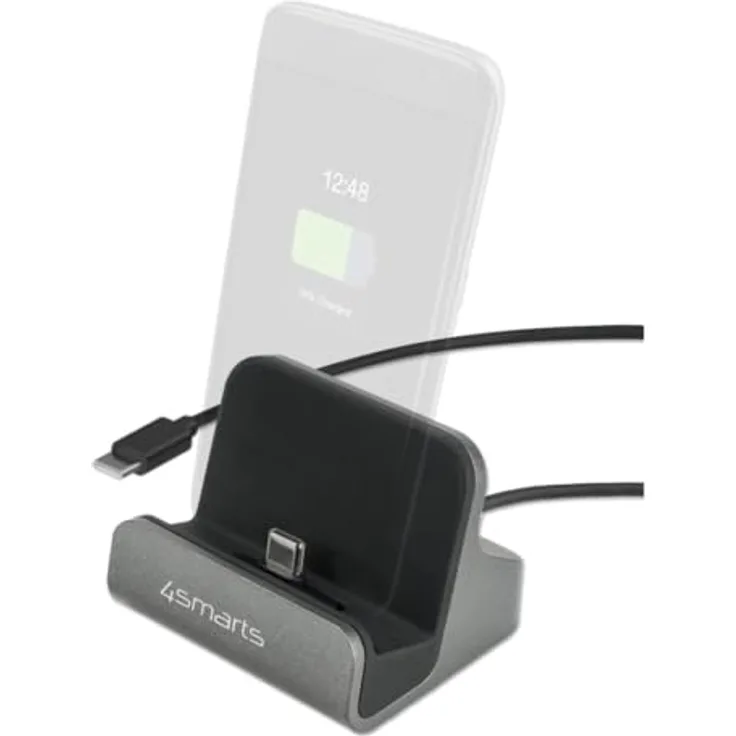 4smarts VoltDock Ladestation, USB-C 60W Induktions-Ladegerät mit 1,2m Kabel, grau