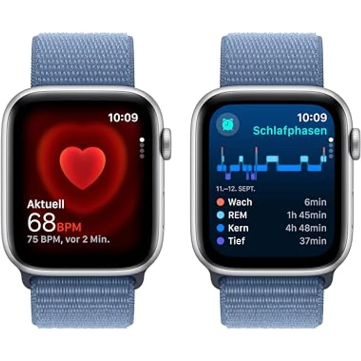 Apple Watch SE GPS (2. Generation), 44 mm Aluminiumgehäuse Silber, Sport Loop Winterblau – Bild 4