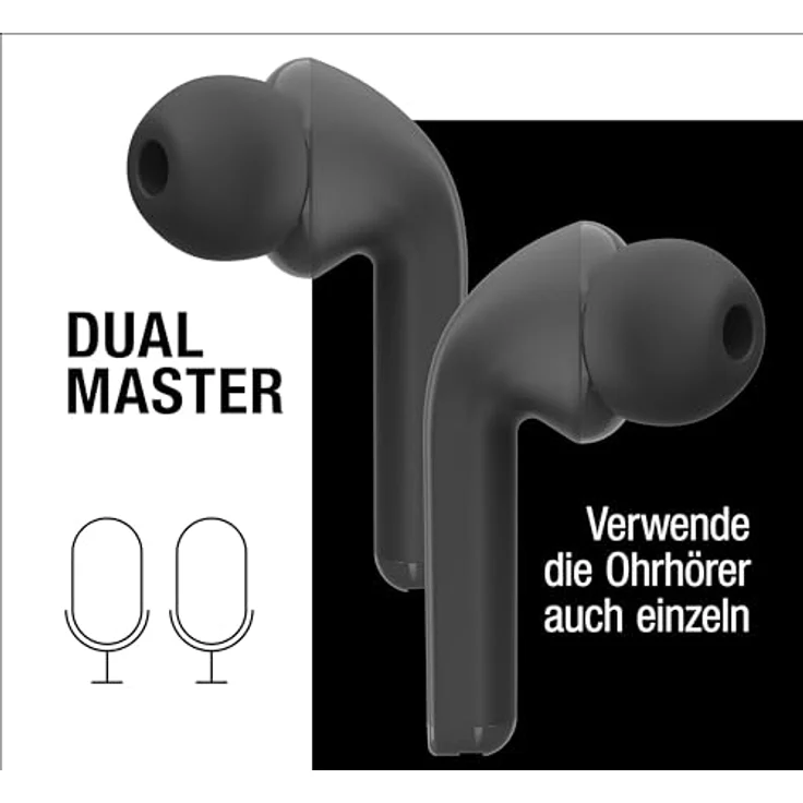 Fresh 'n Rebel Twins Fuse, True Wireless kabellose In-Ear-Bluetooth-Kopfhörer mit Spitze, mit Sprachassistent, Touch-Steuerung und eingebautem Mikrofon, 30 Stunden Spielzeit (Storm Grey) – Bild 4