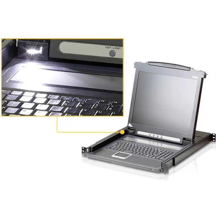 ATEN CL1000N CH KVM-Konsole, VGA, 17"/19" LCD mit LED-Hintergrundbeleuchtung, Tastatur & Touchpad, 1920 x 1080 Pixel, 1U-Slideaway™ Gehäuse