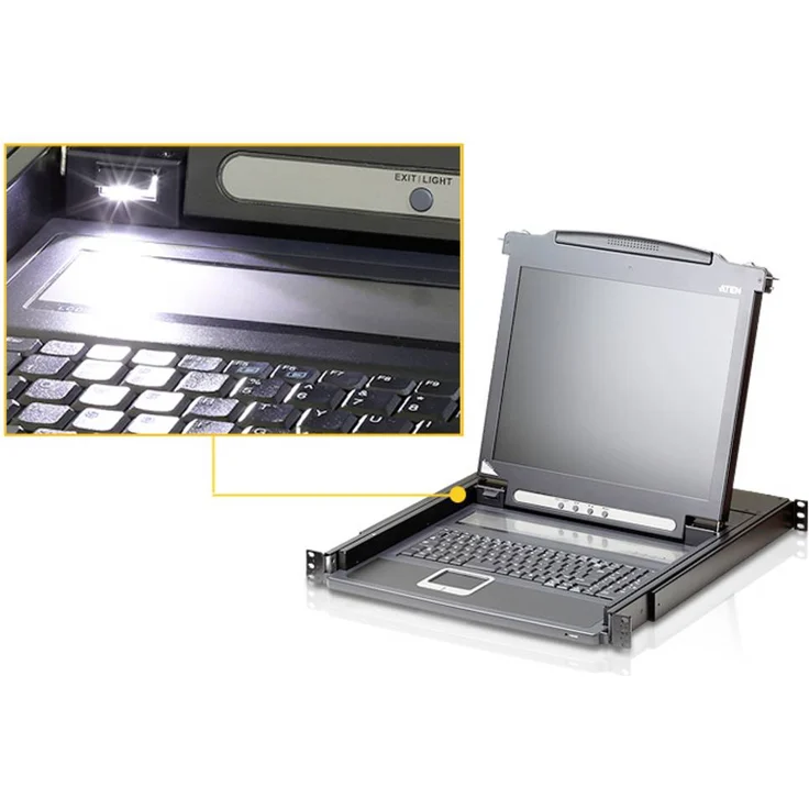 ATEN CL1000N CH KVM-Konsole, VGA, 17"/19" LCD mit LED-Hintergrundbeleuchtung, Tastatur & Touchpad, 1920 x 1080 Pixel, 1U-Slideaway™ Gehäuse