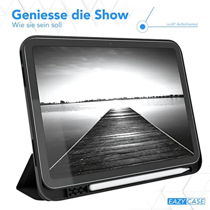 EAZY CASE Schutzhülle für iPad 11. Generation A16 (2025) mit Stifthalter, auto Sleep/Wake Funktion, aufstellbar, Klappcase, schwarz – Bild 4
