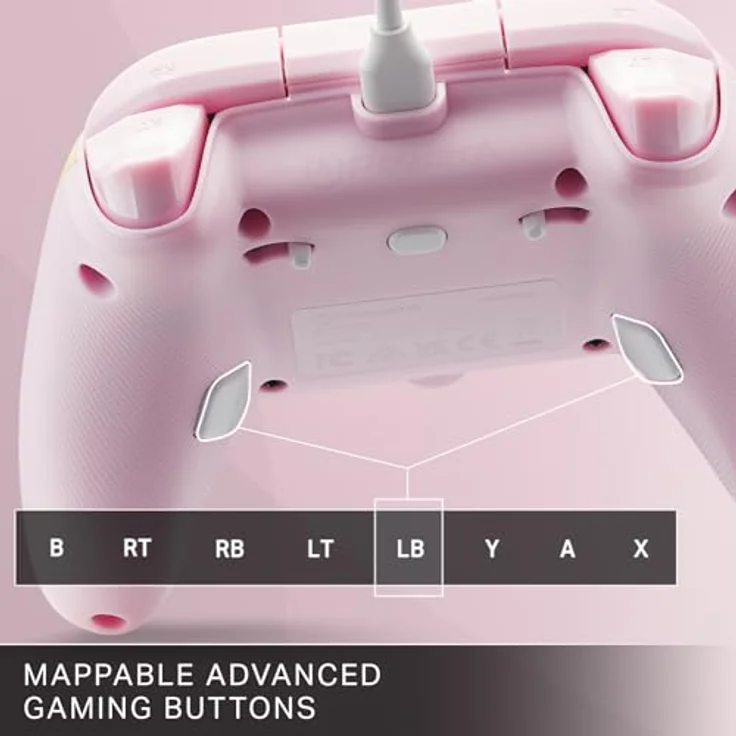 PowerA Wired Controller Vorteil Xbox Serie XS Rosa Limonade Gamepad mit belegbaren Gaming-Tasten, Trigger-Locks und 3-Meter-USB-C-Kabel – Bild 4