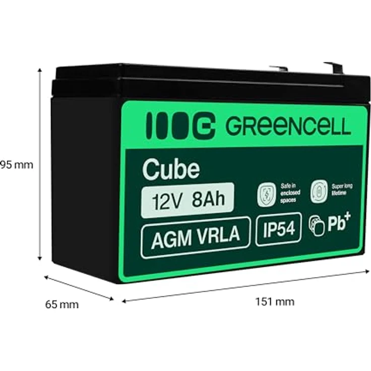 Green Cell® AGM 12V 8Ah Vlies Batterie, VRLA Bleiakku für Notstromversorgung, Zyklenfest und Wartungsfrei – Bild 2