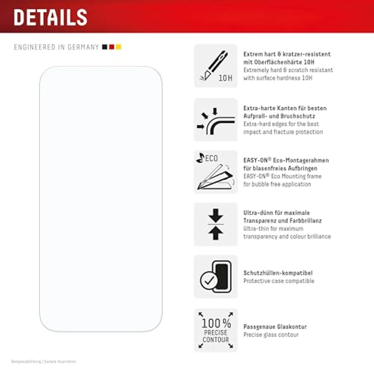 Displex Real Glass + Case für iPhone 17 Pro Max, Tempered Glas, kratzresistente Schutzfolie, Eco-Montagerahmen, transparente Schutzhülle – Bild 2