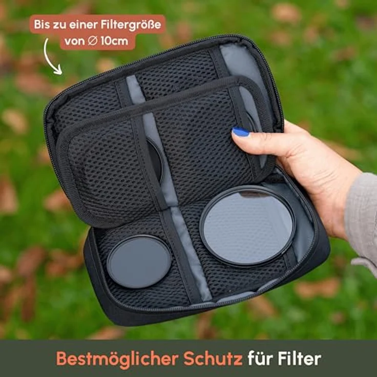 C-Rope Filtertasche für Kamera-Filter bis 10 cm Durchmesser, wasserfest und gepolstert, Aufbewahrung für 8 Filter – Bild 3