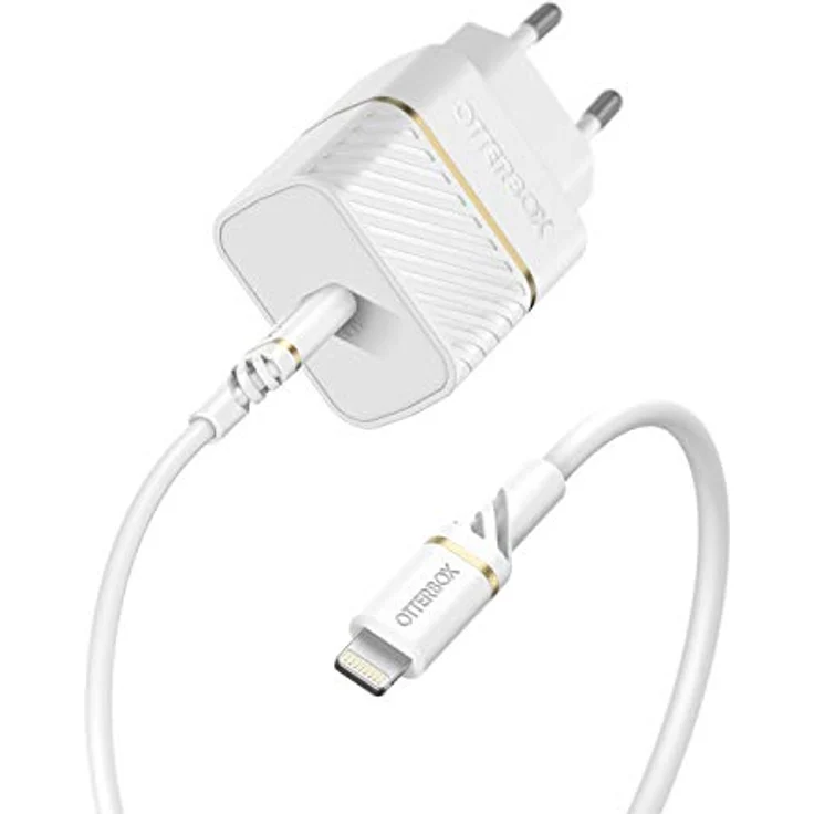 OtterBox USB-C PD EU Ladegerät 20W und verstärktes USB-C auf Lightning Kabel, Mfi zertifiziert, Schnelllade Bundle für iPhone und iPad, Sturzgeschützt und Robust, Weiß – Bild 2