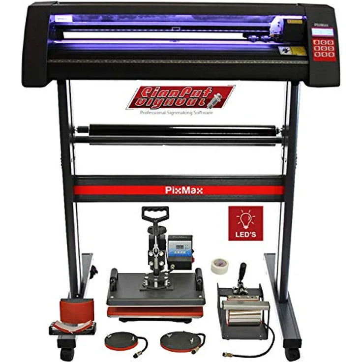 Monster Shop Vinyl Schneideplotter 5 in 1 mit LED Plotter und Transferpresse, kompatibel mit Windows/Mac, inklusive Software-Abo und Zubehör