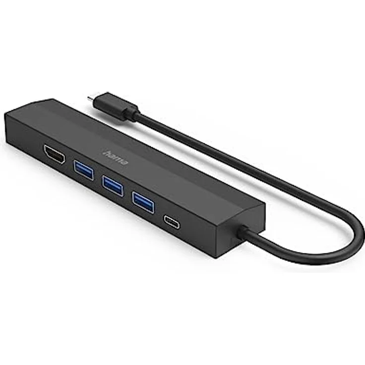 Hama USB-Hub 6 Ports (3x USB-A, USB-C, HDMI, LAN/Ethernet, für Maus, Tastatur, Monitor, Netzwerk etc., bis zu 5 Gbit/s, Ultra HD, 4K, Thunderbold, Power Delivery), Klein – Bild 4