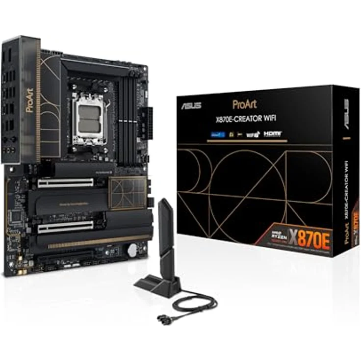 ASUS PROART X870E-Creator WiFi Mainboard Sockel AM5 (AMD, X870E, ATX, DDR5, PCIe 5.0, 4X M.2, 10Gb & 2.5Gb Ethernet, WiFi 7, Dual USB4, HDMI 2.1) in Schwarz – Bild 1