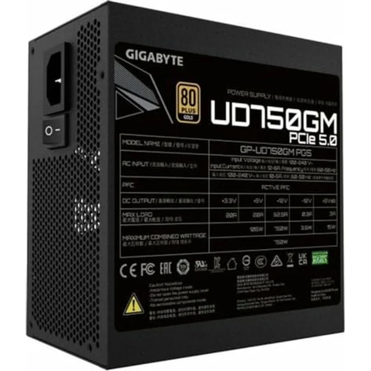 Gigabyte UD750GM PG5, 750W PC Netzteil mit 16-poligem Anschluss und PCIe Gen 5.0 Unterstützung, Schwarz – Bild 2