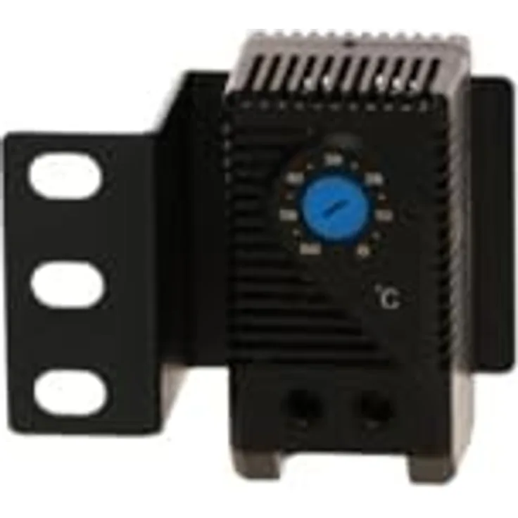 DSIT Serverschrank Thermostat zur Lüfteransteuerung, einstellbare Temperatur 0°C - 60°C, inklusive Befestigung für 19 Zoll Profile, Maße 70 x 35 x 60 mm
