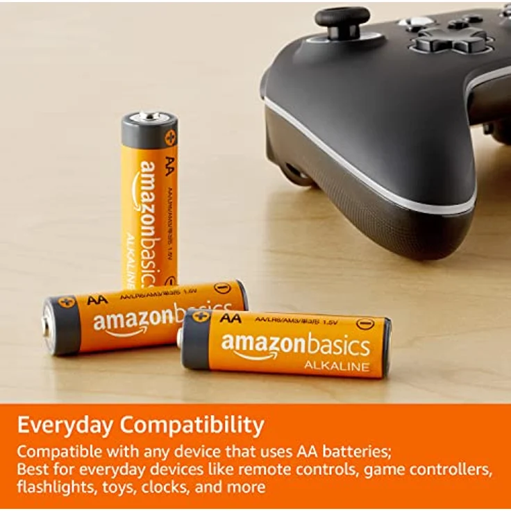 Amazon Basics Leistungsstarke AA-Alkaline-Batterien, 10 Jahre Haltbarkeitsdauer, 36er-Pack, einfach zu öffnende Vorteilspackung – Bild 3