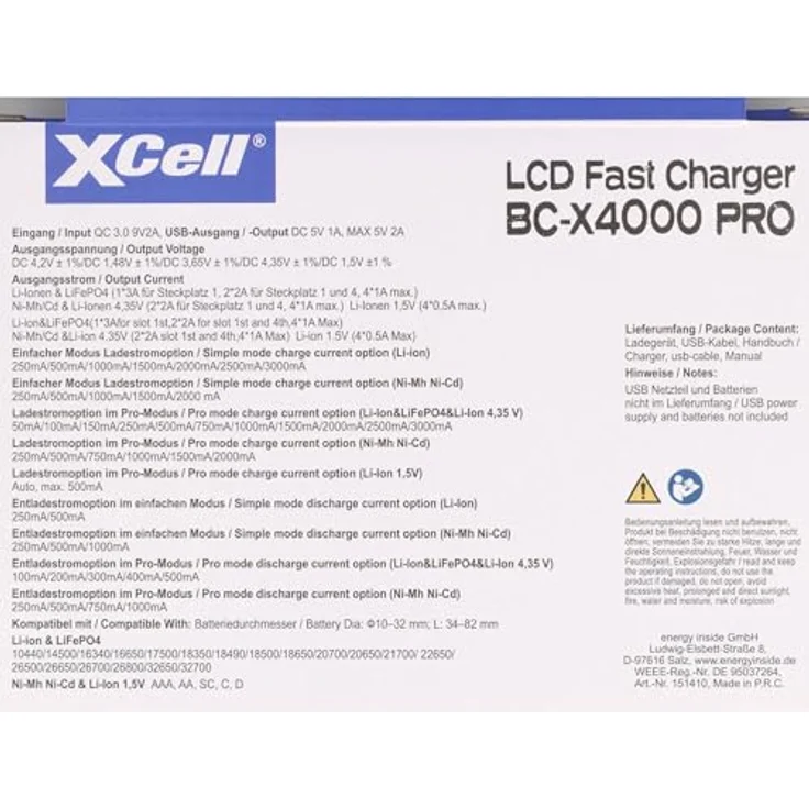 XCell BC-X4000 PRO Schnellladegerät für LiFePO4, LiIon, NiCd, NiMH, USB-C-Technologie, höchste Präzision, vielseitig einsetzbar – Bild 5