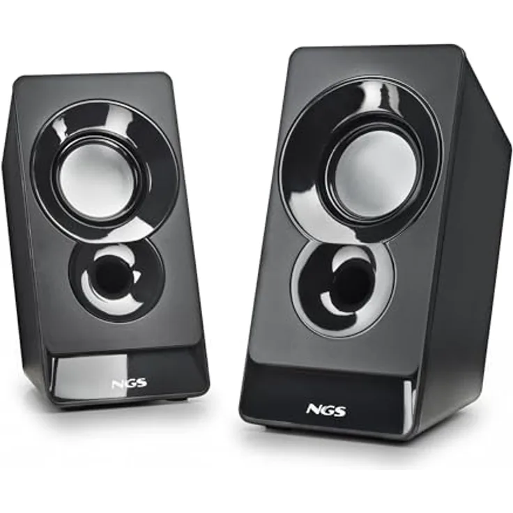 NGS SB210, Stereo-Lautsprecher 12 W, USB-Stromversorgung, 3,5-mm-Klinkeneingang, Kompaktes Design, Klangerlebnis mit klarer und Surround-Sound, Plug & Play, passend für PC und Laptops