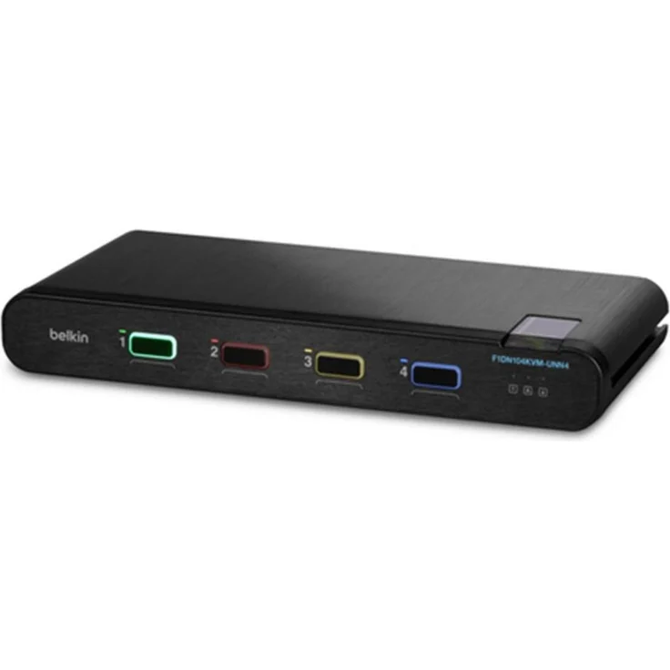Belkin F1DN104KVM-UNN4, KVM Switch mit 4K Ultra HD (3840 x 2160 Pixel), Schwarz, TAA-konform, Universelle Video-Kompatibilität