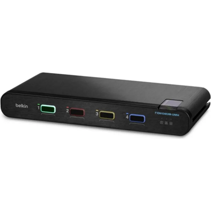 Belkin F1DN104KVM-UNN4, KVM Switch mit 4K Ultra HD (3840 x 2160 Pixel), Schwarz, TAA-konform, Universelle Video-Kompatibilität