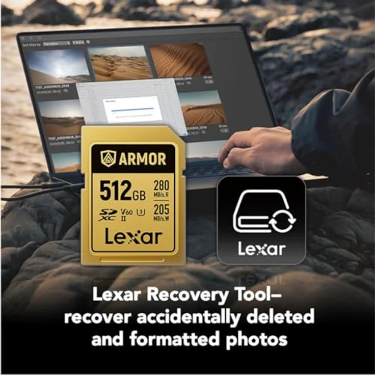 Lexar SDXC Pro Gold Series ARMOR UHS-II V60, 512 GB Speicherkarte mit Edelstahlkern, IP68, 280 MB/s Lesegeschwindigkeit, wasserdicht und stoßfest – Bild 8