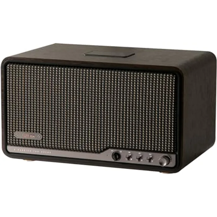 Edifier S300, Kabelloser Hi-Fi-Tischlautsprecher mit 80 W Leistung, AirPlay 2, Hi-Res-Audio und Fernbedienung – Schwarzes Walnussholz