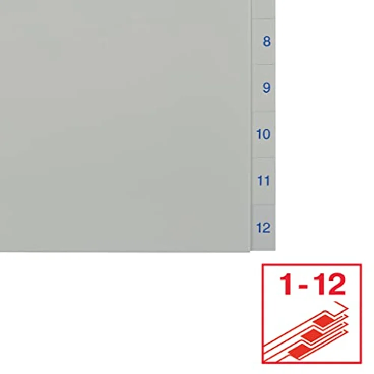 ESSELTE Aktenordner Esselte Kunststoff-Register, Zahlen 1-12, A4, Weiß – Bild 3