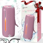 Forever Bluetooth Lautsprecher BS-20 LED Rosa 20W kabelloser Lautsprecher IPX6 Wasserdicht, Bluetooth 5.0, 360° TWS Stereo Sound, Bis zu 5 Stunden Musikwiedergabe, Eingebautes Mikrofon