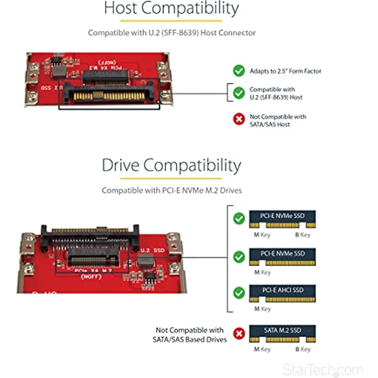StarTech.com M.2 auf U.2 Adapter - für 1x M.2 NVMe SSD - U.2 (SFF-8639) Host Interface - SSD M.2 - NVME M.2 SSD - M.2 PCIe SSD - M.2 Drive – Bild 3