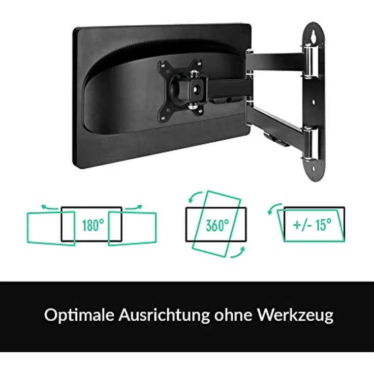 ARCTIC W1C - Monitor-Wandhalterung mit beweglichem Gelenkarm, für bis zu 43''-49'' Ultrawide, integrierte Kabelführung, mitgelieferte Wasserwaage für einfache Montage - Schwarz – Bild 6