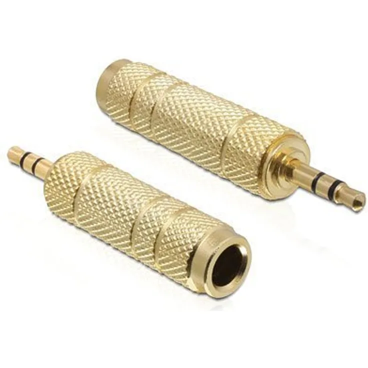 DeLOCK 2X Audio Adaptor 3,5mm Stereo -> 6,3mm Stereo ma/fe Gold, 65360